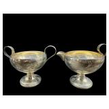 2 PC LOT STERLING SILVER WEIGHTED CREAMER & SUGAR