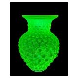 1940S FENTON TOPAZ VASELINE OPALESCENT HOBNAIL