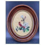 OVAL FRAMED BIRD NEEDLEPOINT