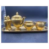 6 PC SET OF MIXED WHEELING, W.VA GOLD ACCENT CHINA