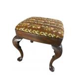 ANTIQUE MAHOGANY QUEEN ANNE NEEDLEPOINT STOOL