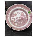 SPODE RED WHITE WILLOW PLATE