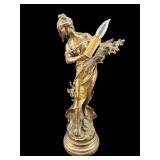 EARLY 20TH CENTURY SPELTER FIGURAL NULE POST LAMP