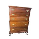 SOLID MAHOGANY QUEEN ANNE 5 DRAWER CHEST ON CHEST