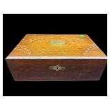 19TH CENTURY OAK DECORATED LAMP DESK