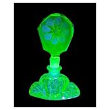 ART DECO CZECH CUT GLASS URANIUM PERFUME BOTTLE
