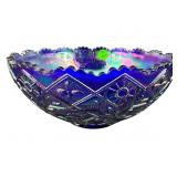 IMPERIAL AURORA JEWELS HATTIE BLUE CARNIVAL GLASS