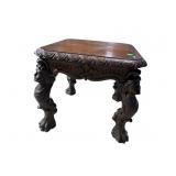 FIGURAL CARVED SMALL WALNUT TABLE
