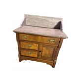 WALNUT VICTORIAN MARBLE TOP WASHSTAND