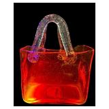 MURANO STYLE ORANGE GLOWING ART GLASS PURSE