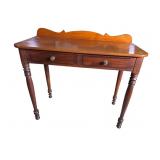 WALNUT 2 DRAWER TURNED LEG TABLE