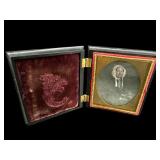 ANTIQUE DAGUERREOTYPE OF OLDER WOMAN SITTING WITH