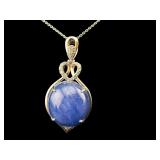 PLATINUM BURMA BLUE SAPPHIRE & DIAMOND PENDANT W