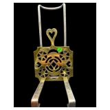 ANTIQUE BRASS & METAL FIREPLACE TRIVET