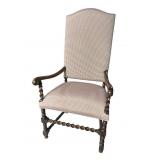 WALNUT BARLEY TWIST HIGH BACK OPEN ARMCHAIR