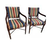 2 FAIRFIELD FURNITURE OPEN ARM FAUX BAMBOO CHAIRS
