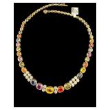 14K MULTI-COLOR SAPPHIRE & DIAMOND NECKLACE