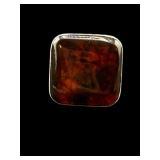 DESIGNER JAY KING RED BALTIC AMBER STERLING RING;