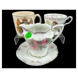 4 PC CUP AND CREAMER PORCELAIN LOT