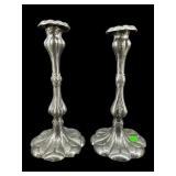 PR OF ANTIQUE PEWTER CANDLESTICKS