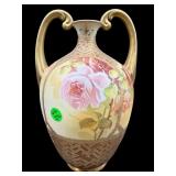 ANTIQUE HAND PAINTED NIPPON PINK ROSES AND GOLD