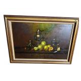 LARGE FRUIT STILL LIFE OIL ON CANVAS