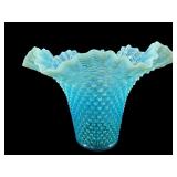 RARE FENTON BLUE OPALESCENT HOBNAIL LARGE FLARE