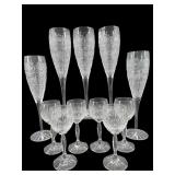 LOT OF 11 QUEENS LACE CUT GLASS  STEMS