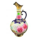 LARGE ANTIQUE HAND PAINTED NIPPON COBALT AND PINK