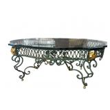 IRON GLASS TOP TURTLE TOP COCKTAIL TABLE