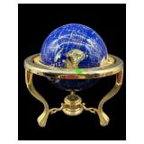 BRASS GEMSTONE GLOBE WITH COMPASS