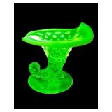 FENTON TOPAZ OPALESCENT HOBNAIL CORNUCOPIA VASE