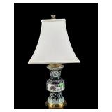 ORIENTAL FLORAL LAMP WITH BRASS BASE