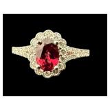 14K WHITE GOLD NEIL LAN ALMANDITE NATURAL GARNET
