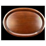 LARGE OVAL MAHOGANY SERVING TRAY