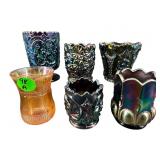 COLLECTION OF 6 VARIOUS MAKER CARNIVAL GLASS