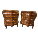 2 LOUIS XVI STYLE MARBLE TOP BRONZE ADORNED CHESTS