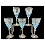 5 FOSTORIA ICE BLUE VERSAILLES ELEGANT WINE
