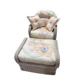 HENRY LINK WICKER CHAIR AND OTTOMAN