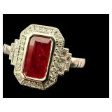 PLATINUM RUBY & DIAMOND RING