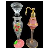 PR OF HAND PAINTED CZECH ART DECO PERFUME BOTTLES