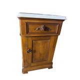 OAK MARBLE TOP VICTORIAN HALF COMMODE