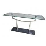MODERN DESIGN CHROME AND GLASS TOP SOFA TABLE