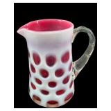 FENTON CRANBERRY OPALESCENT COIN DOT CREAMER