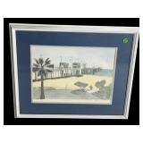 HUNTINGTON BEACH PIER LITHOGRAPH