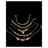 LOT OF 5 VINTAGE COSTUME JEWELRY NECKLACES