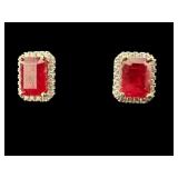 PR OF 18K RUBY AND DIAMOND EARRINGS