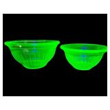 2 PC LOT 1930's HAZEL ATLAS GREEN URANIUM NESTING