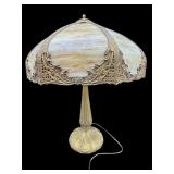 ANTIQUE CHARLES PARKER CO SLAG GLASS ORNATE TABLE