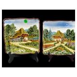 2 GERMAN LANDSCAPE POTTERY PLATES